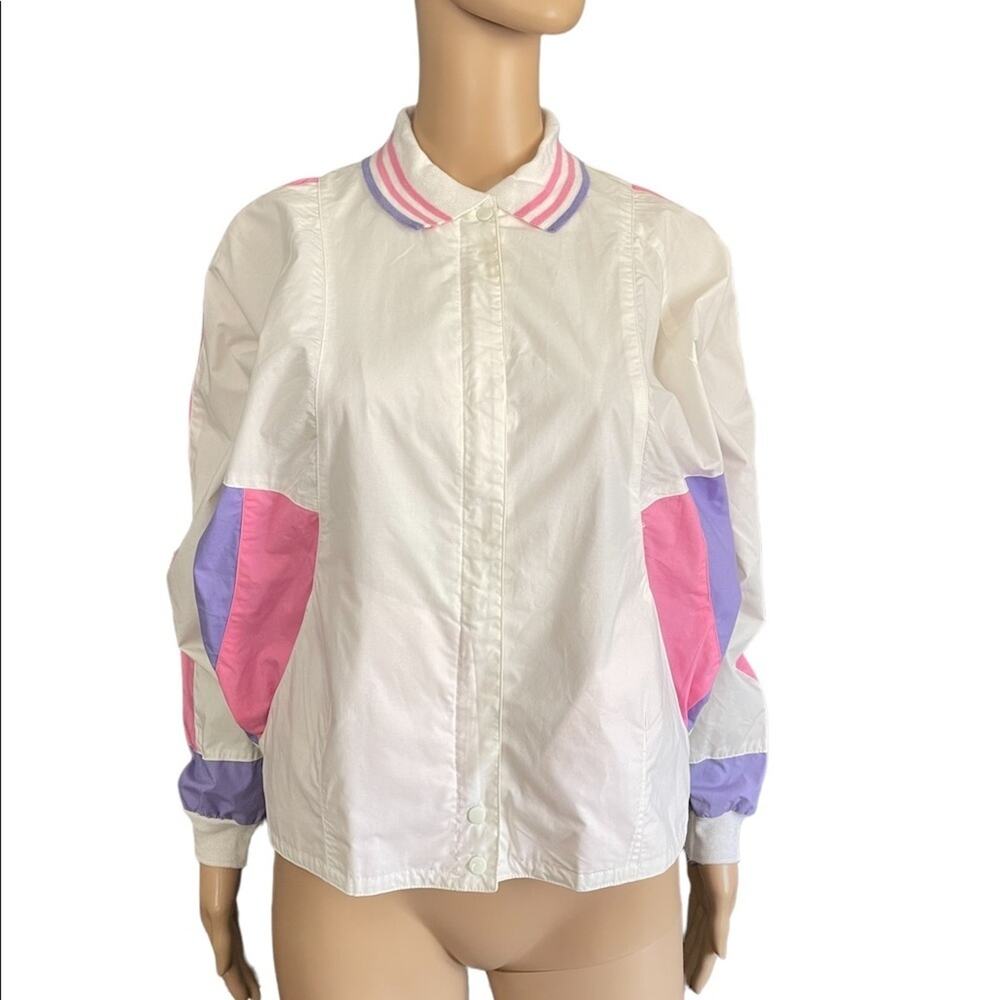 Vintage Nordstrom Cropped Sports Jacket Womens XS White Lightweight Collared